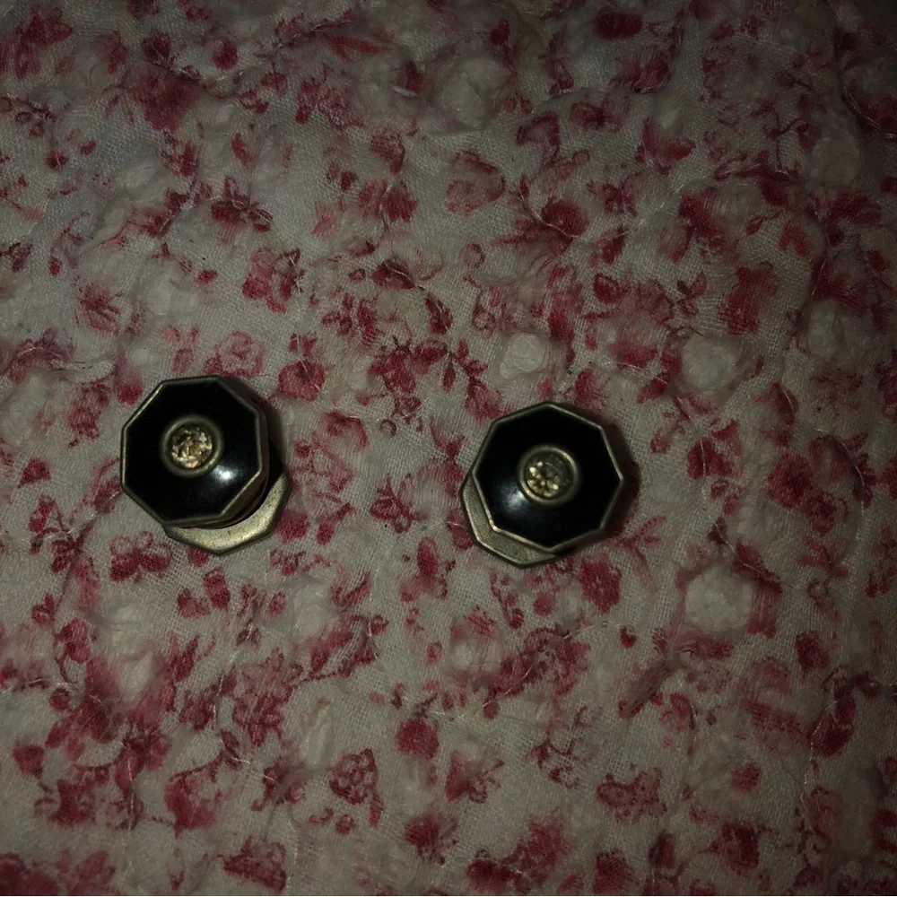 Vintage Black Onyx and Silver Cuff Links